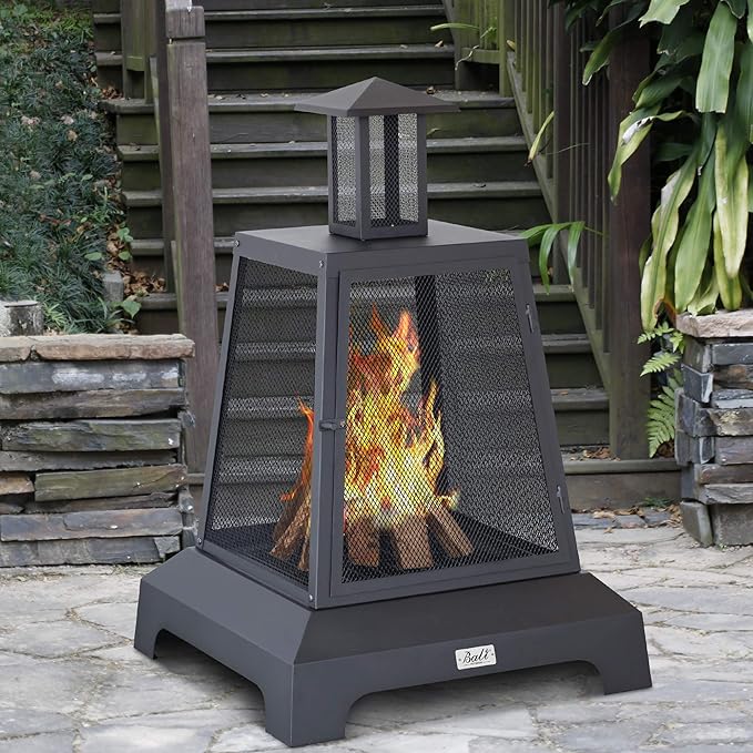 BALI OUTDOORS 28 inch Fire Pit Outdoor Outdoor Wood Burning Fire Pit Large Firepits for Outside Patio Garden Backyard
