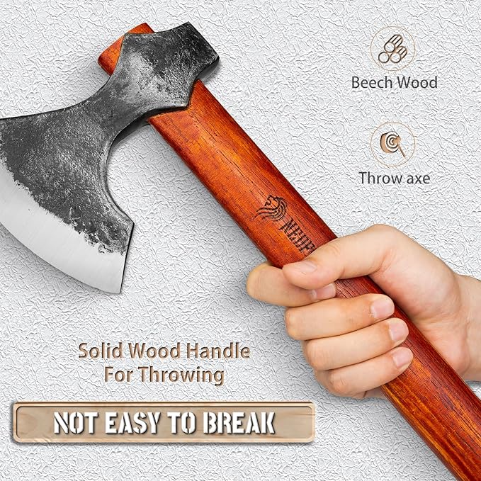 NEDFOSS 16 Champion Throwing Axe Throwing Axes and Tomahawks with 1065 High Carbon Steel &amp Wooden Handle Perfect for Axe Throwing Game Recreation and Competition Gift for Men