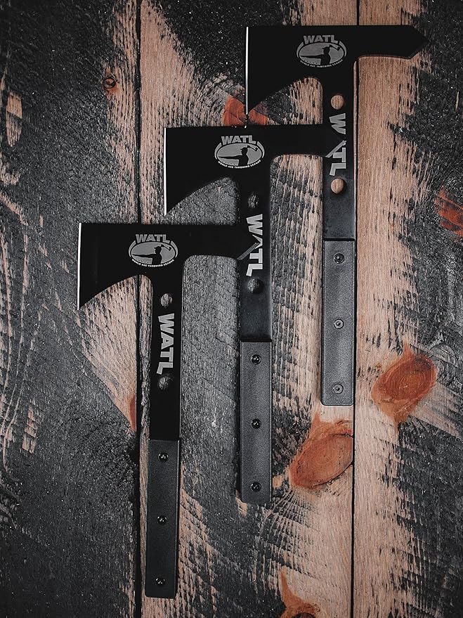 The New &amp Improved WATL Competition Throwing Hawk Set: World Axe Throwing League Tomahawks with Throwing Hatchet Nylon Sheath and Removable/Replaceable Handles