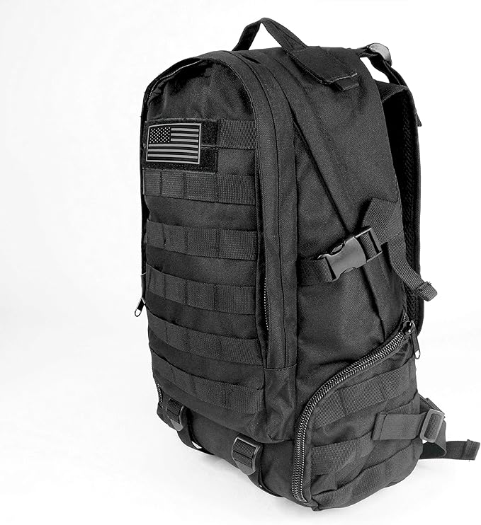 All_Fine Heavy Duty Tactical Travel Backpack Student Laptop Bookbag Durable Quality Military Molle Army Pack Outdoor Hiking Camping Traveling Rucksack Black Medium