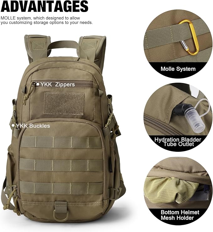 Mardingtop Small Tactical BackpackMolle Hiking Backpack for BackpackingCycling and Biking15L/25L Backpack