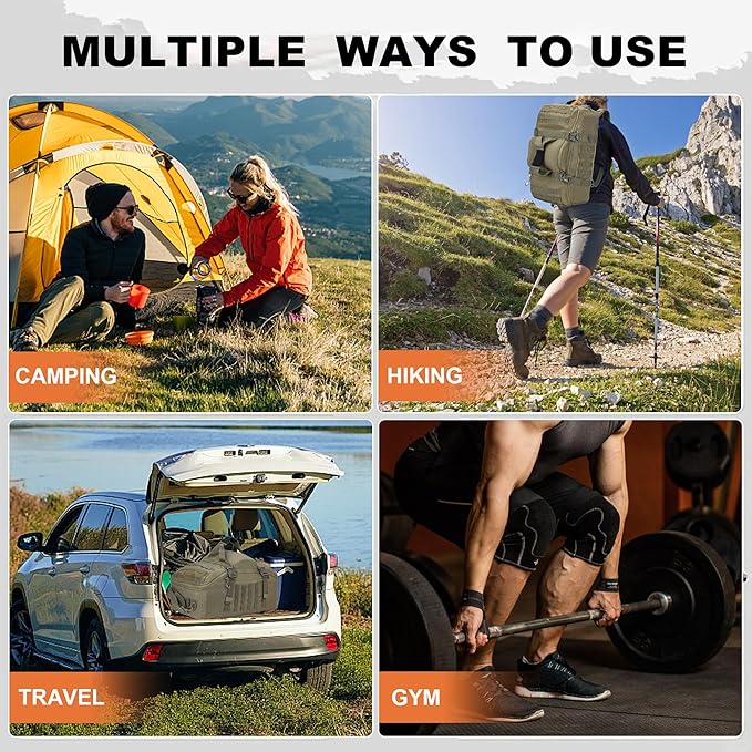 Gym Bag Duffle Bags Backpack Travel Duffle Bag with Weekend Overnight Bag for Outdoor Tactical Sports Travel Camping Hunting