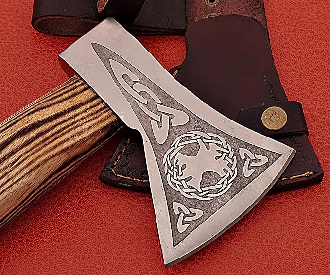 Smart &amp Sharp Hand Forged Viking Axe Etched on The Carbon Steel Forged Engraved Axe SS-17403 (ash Wood)