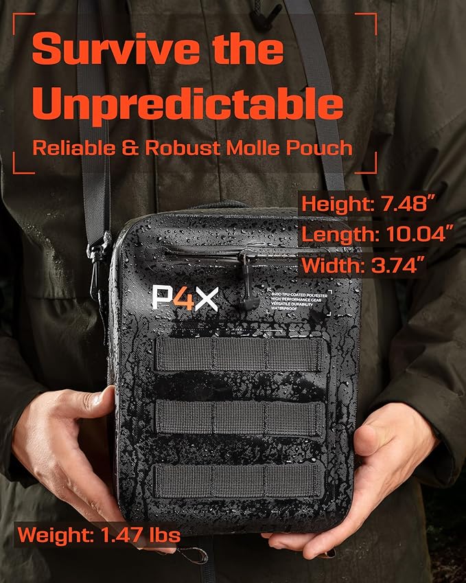 Waterproof Molle Pouch - Attach to Backpacks &amp Belts - Ideal EDC Pouch Organizer for Medical Gear Flashlight Firestarter Phones and More - Rugged Carrier for Outdoor Travel &amp Adventure