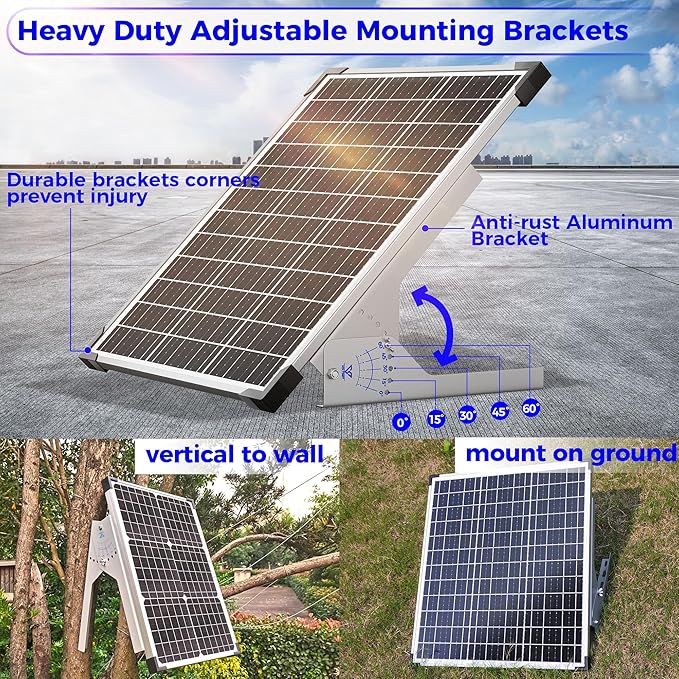 Voltset 50W Solar Panel Kit 12V Solar Battery Trickle Charger Maintainer + 10A MPPT Charge Controller + Adjustable Mount BracketWaterproof Solar Panel Battery Charger for Car Boat Marine RV Roof