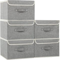 Fabric Storage Bins Cube Organizers with Flip-Top Lid and HandlesStorage Boxes for Organizing HomeOfficeand ClosetGrey5 Pack 13 X 9.1 X 7.9 in