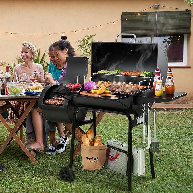 Royal Gourmet CC1830S BBQ Charcoal Grill and Offset Smoker | 823 Square Inch cooking surface Outdoor for Camping | Black