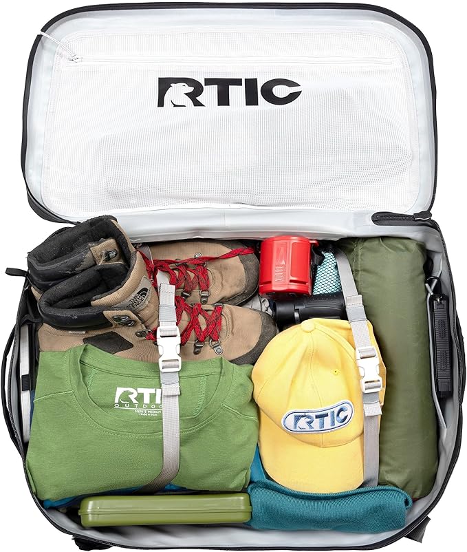 RTIC Ultra Dry Duffle Pack Waterproof Outdoor Backpack Floating Bags for Hiking Travel Camping Boating Backpacking 60L Black &amp Graphite