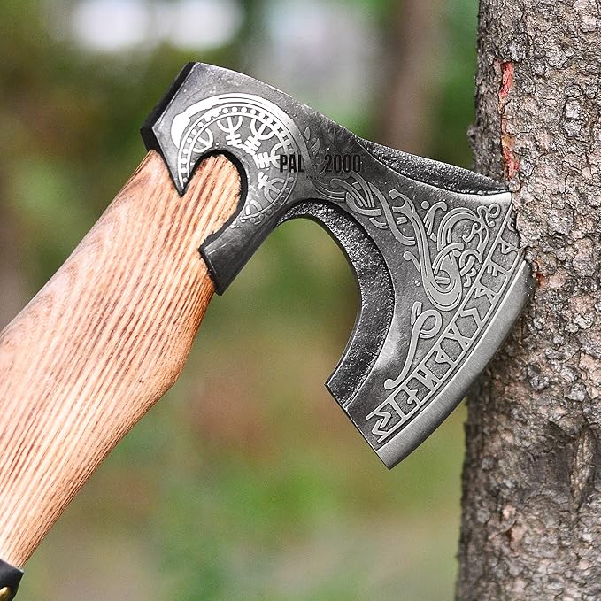 Splitting Axe Camping Chopping Hatchet Viking Tomahawk Battle Hunting Outdoor Solid Wood Handle 3016