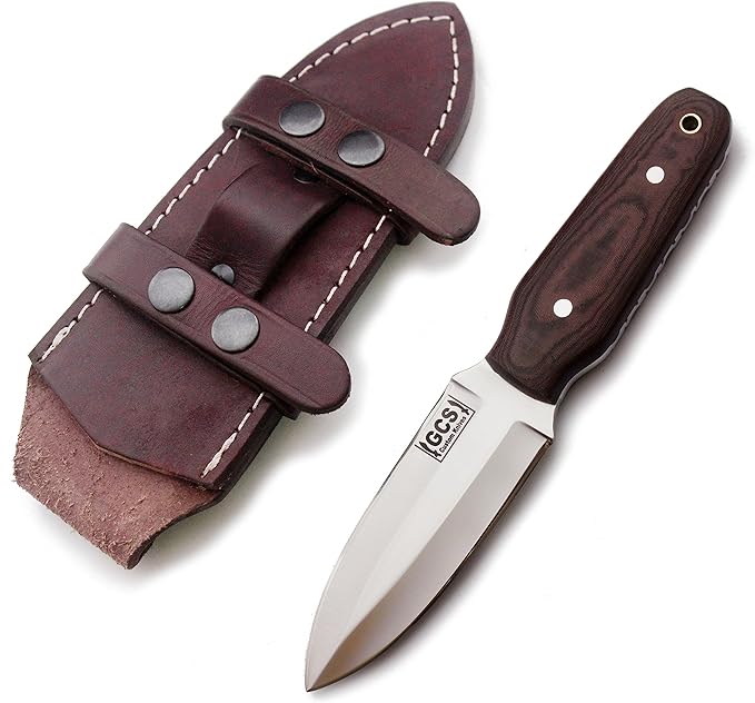 GCS Handmade Micarta Handle D2 Tool Steel Tactical knife Hunting Knife DaggerKnife with leather sheath Full tang blade designed for Hunting &amp EDC GCS 187 Brown