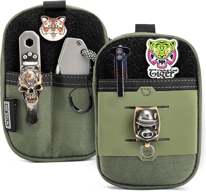 TACTICAL GEEK Block F Portable EDC Pouch Compact Waist Bag Molle Pocket Organizer Multi-Purpose Wallet Crafted from 500D Nylon for Versatile Gear &amp Card Storage-Green
