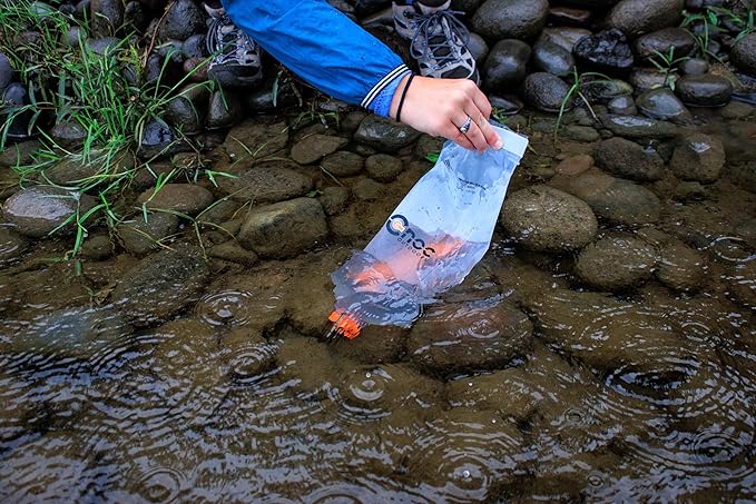 Vecto Water Collection and Filtration Bag (2L 3L) - 28mm Neck Compatible with Popular Filters - Wide Opening for Easy Water Collection - Lightweight Compact Durable Tethered Cap and Slider