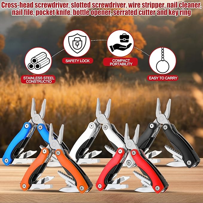 20 Pack Mini Multi Tool Bulk Birthday Gifts for Men Him Dad Boyfriend Stocking Stuffers Small Multitool Fishing Pocket Knife for Men Camping Survival Computer Bike Gadgets 5 Colors