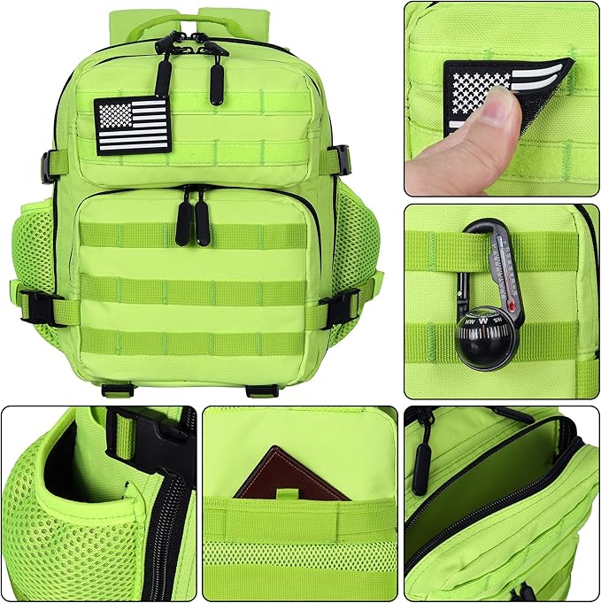 9L Mini Tactical Backpack for Men and Women Tactical Backpack Small for Hiking Small Tactical Bag (Fluorescent Green)
