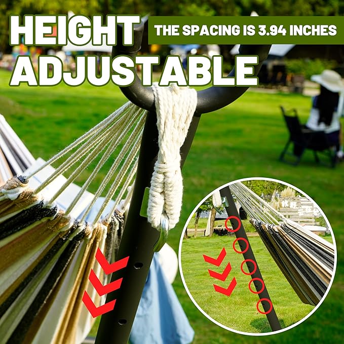 Hammock with Heavy-Duty Steel Stand for OutsideHammocks 450 Lb CapacityPortable Hammock2 People Standing HammocksSuitable for BeachBackyard Gardens Patio Bedroom100 * 40 * 38 Inch (Coffee)