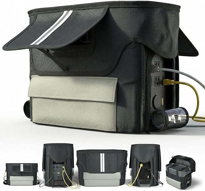 Protective Storage Bag Designed for ECOFLOW DELTA Waterproof and Heavyduty with Portable Opennings for Outside Organizer for Camping for Delta 2 &amp Extra Battery
