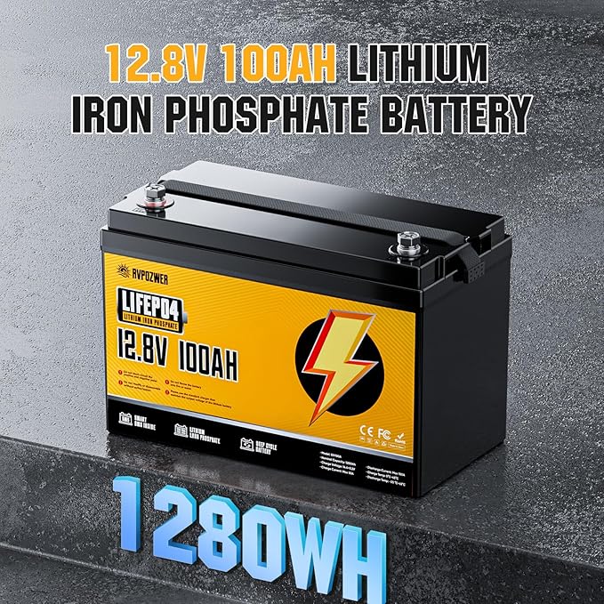 12V 100Ah LiFePO4 Battery Built-in 120A BMS 15000 Deep Cycles Group 31 Lightweight Lithium Iron Phosphate Battery for Home Energy RV Trolling Motor Marine Solar Off-Grid