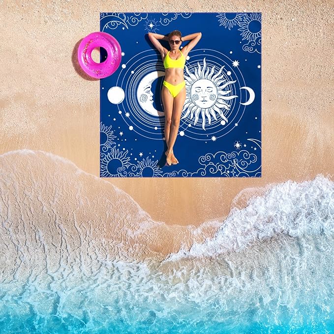Beach Blanket Waterproof Sandproof Beach Mat 79 X 83/10'x9'for 2-8 Adults Quick Drying Outdoor Picnic Mat Beach Accessories for Travel Camping Hiking