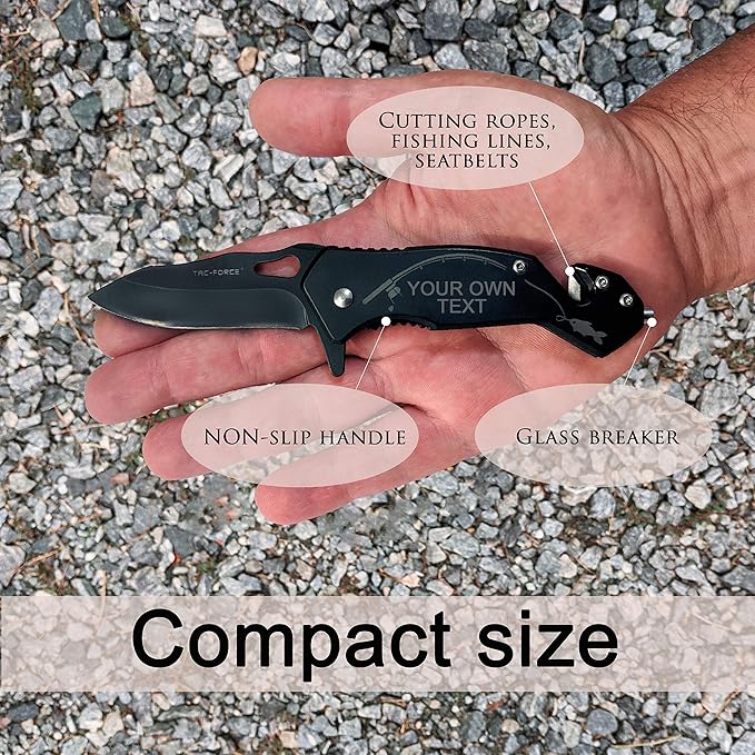 Personalized Fishing Gifts for Men Husband Friend Dad Grandpa Brother Coworker - Custom Engraved Pocket Knife for Fisherman - Gift Idea for Fishers for Christmas Father's Day (Customize it!)