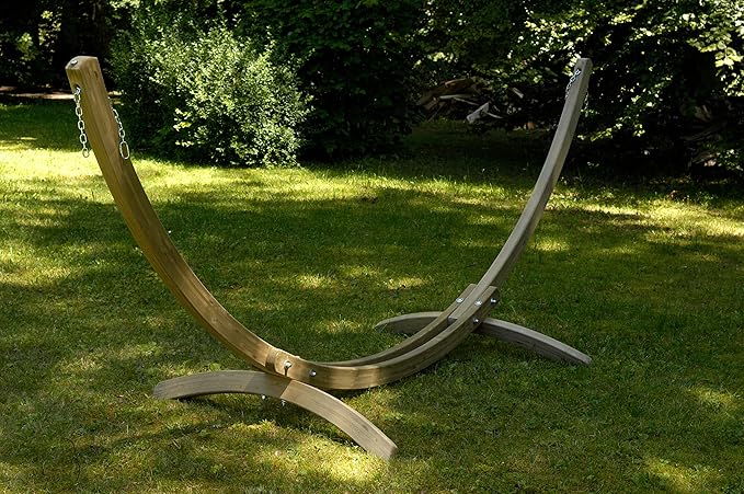Olymp Hammock Stand Wood Construction Indoors and Outdoors Adjustable Hanging Range of 118 - 142 Holds Up to 440lbs