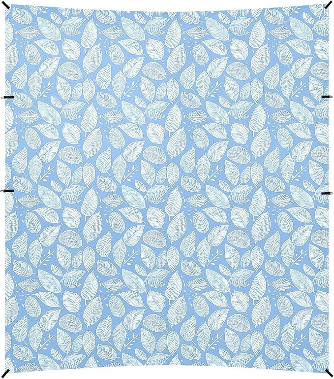 ALAZA Blue Abstract Leaves Doodle Beach Tent Sun Shelter UPF50+ Protection Beach Shade Canopy w/ 4 Sandbags for Outdoor Camping Fishing Backyard Fun Picnic 10x9 ft