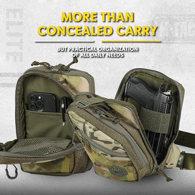 M-Tac Elite Sling Bag - EDC Tactical Crossbody Concealed Carry CCW Chest Pack