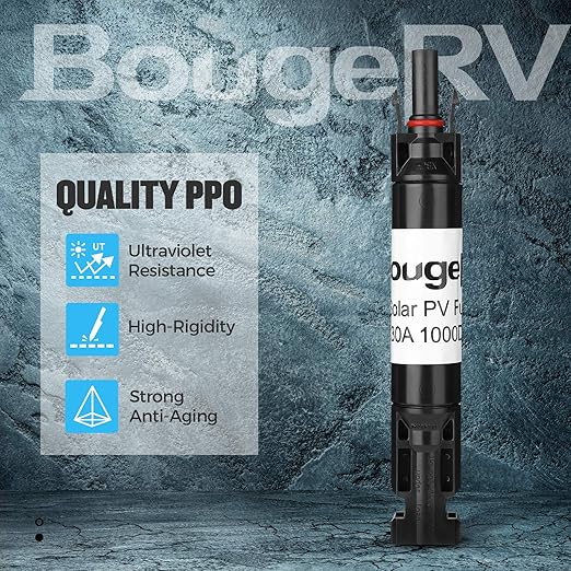 BougeRV 30A Solar Fuse Holder Inline PV Inline Fuse Holder 30 Amp for Solar Panel and Controller Waterproof Fuses Connector Solar Surge Protection Device (Pack of 2)