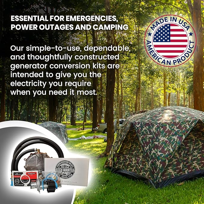 Hutch Mountain Generator Propane Conversion Kit Honda EU3000is- Tri-Fuel Conversion for Propane Gasoline &amp Natural Gas - Portable Generator Backup Kit for Home Emergencies Camping and RVs