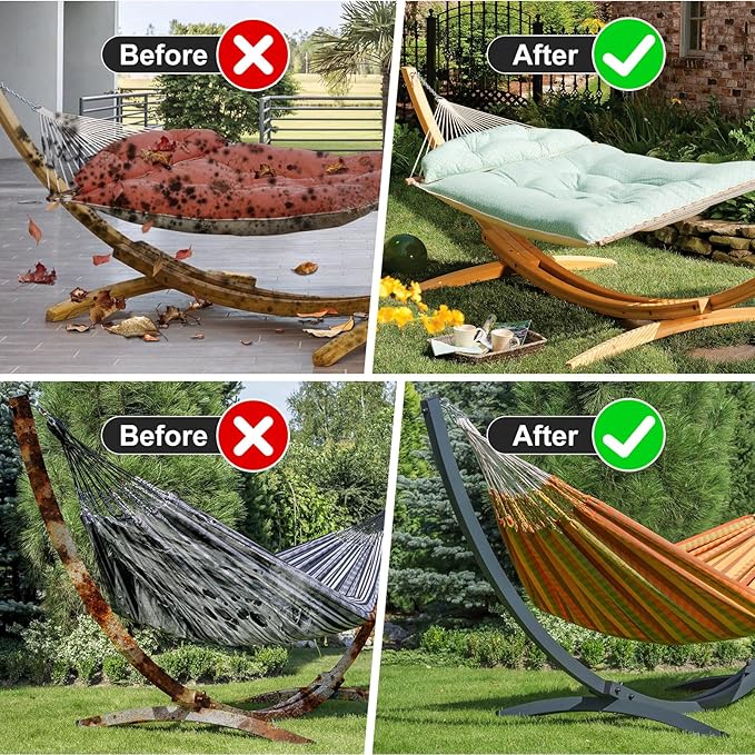 Waterproof 10 FT Hammock Cover 210T Sun Rain UV Dust Snow Protection Outdoor Hammock Covers with Windproof Straps &amp Soft Cotton Lining for 10ft Stand