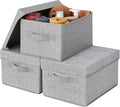 GRANNY SAYS Small Storage Bins with Lids Fabric Storage Boxes Shelf Baskets for Closet Organization Stackable Clothes Storage Bins Gray Small 3-Pack