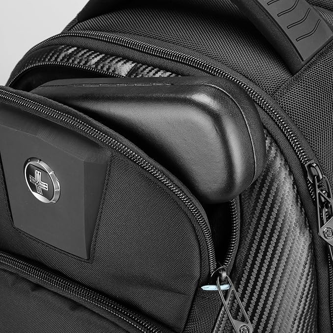 Swissdigital Design TSA Business Laptop Backpack for Men Large Capacity Travel Backpack with Apple Find My Network and USB Charging Port Tech Backpacks Fits 17 Inch Computer Black| SD1643FB-01