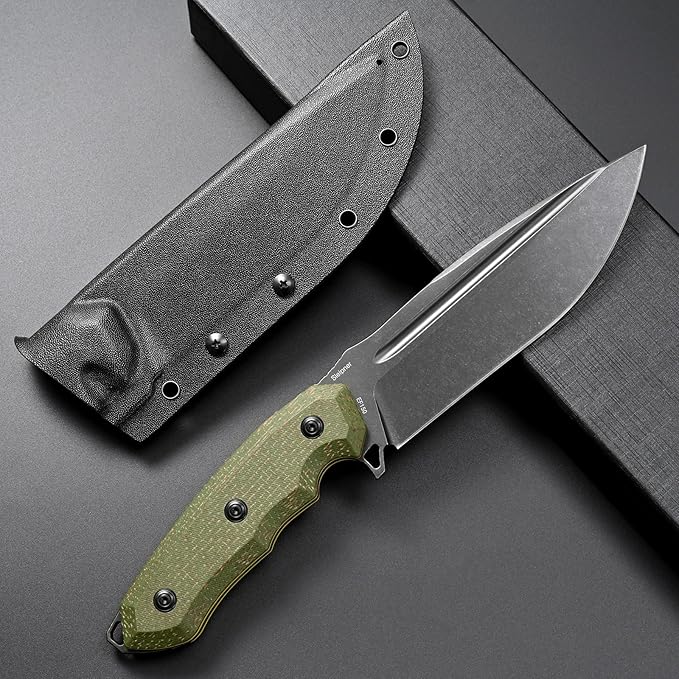 Eafengrow EF150 Fixed Blade Knife Sleipner Steel Blade Micarta Handle Full Tang EDC Tool Straight Knife for Working Camping Survival