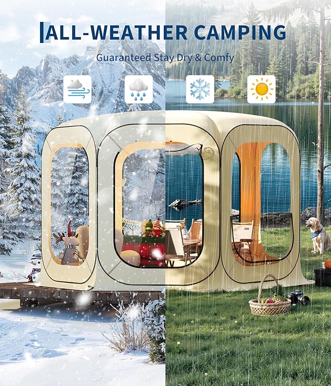 12x12 FT Pop Up Tent Pop Up Canopy for 8-10 Person Portable Screened Shelter with Carry Bag Ideal for Patio Backyard Camping &amp Outdoor Activities