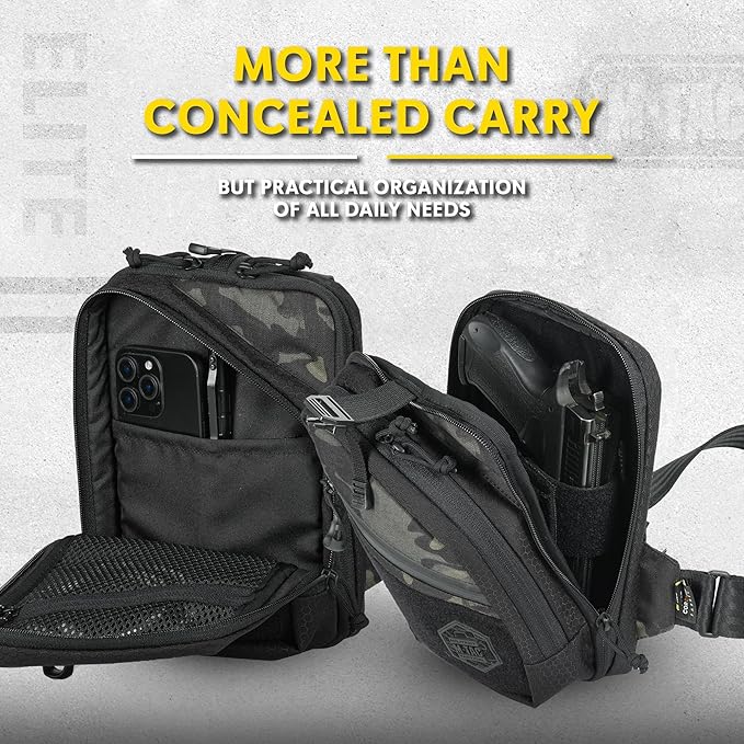 M-Tac Elite Sling Bag - EDC Tactical Crossbody Concealed Carry CCW Chest Pack