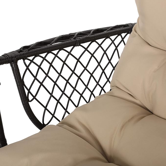 Christopher Knight Home Sidney Outdoor/Indoor Wicker Hanging Chair with 8 Foot Chain (NO Stand) Brown and Tan