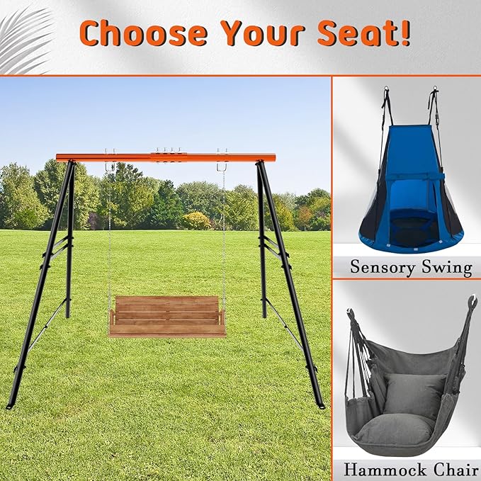 Swing Stand Frame Swing Sets for Backyard Hammock Chair Stand Only Max Load 550Lbs for Patio Playground Park(Swing not Included)
