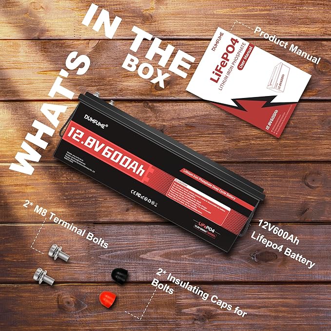 12V 600Ah LiFePO4 Battery Built-in 200A BMS 7680Wh Energy 10000+ Deep Cycles Rechargeable 12 Volt Battery Perfect for RV Solar System Off Grid Home Energy Storage