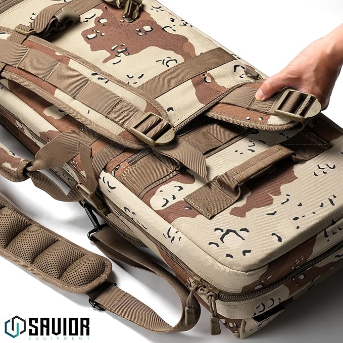 Savior Equipment Urban Warfare Tactical Double Long Gun Bag Case Backpack w/Pistol Handgun