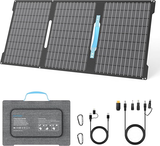 45W Portable Solar Panels Chargers with USB-C USB-A and DC Outputs Foldable IP67 Waterproof Solar Panel for CampingPower Emergency for Small Power StationPhones Power Banks
