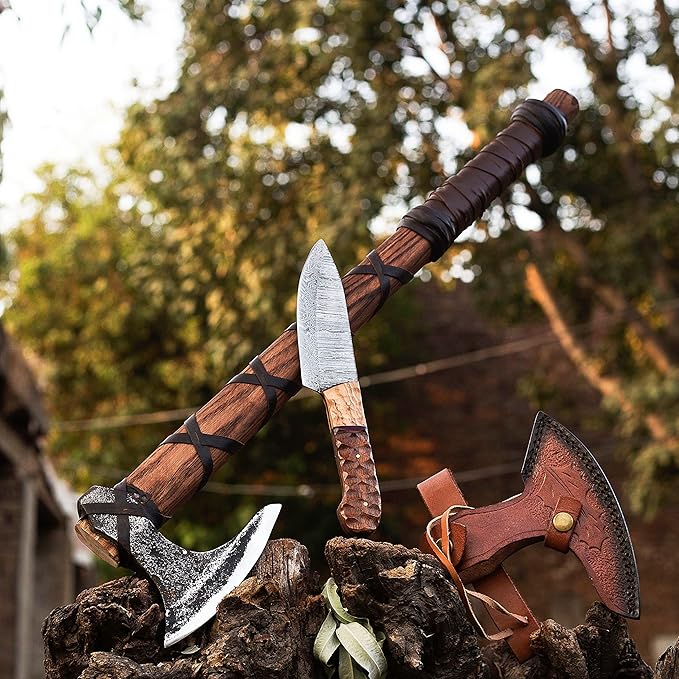HT- Viking Axe of Ragnar Lothbrok - Battle Ready Battle Axe (AK1101X)-Viking Bearded Axe with Gift Pack Camping Axe Gift for Husband Birthday
