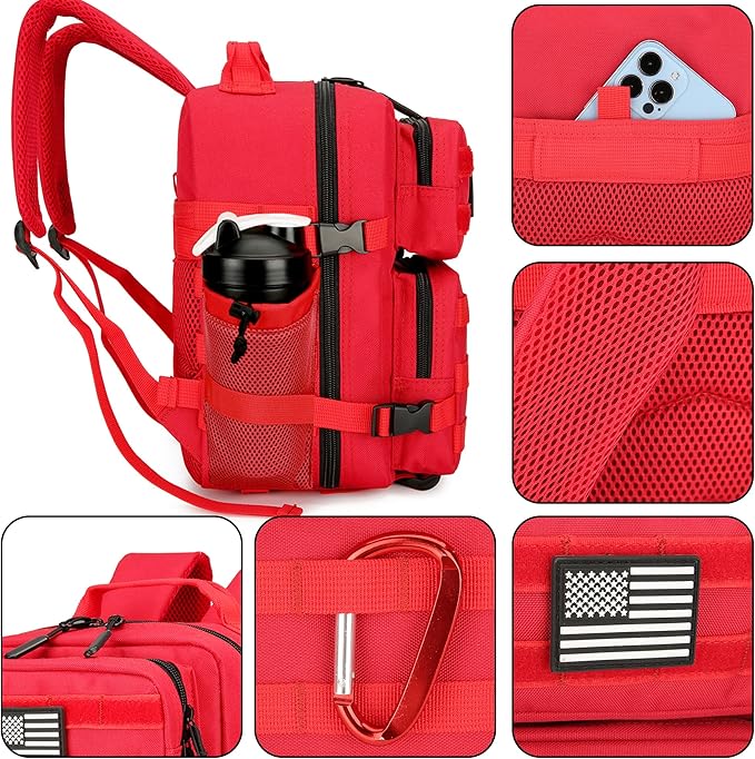 9L Mini Tactical Backpack for Men and Women Tactical Backpack Small for Hiking Small Tactical Bag (Red)