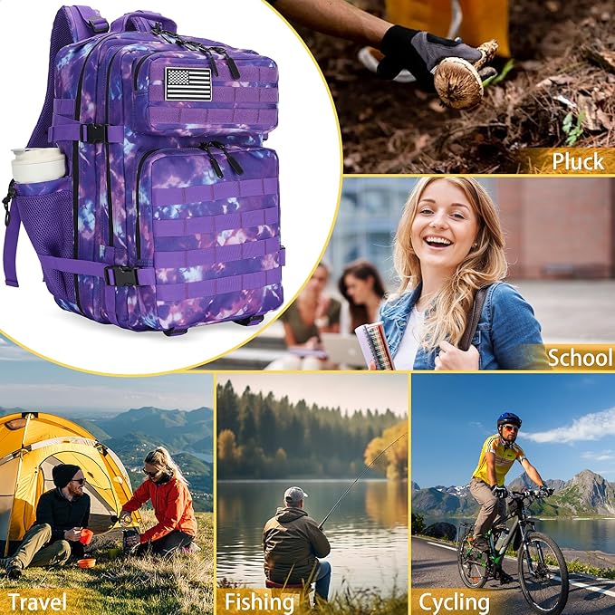 45L Military Tactical Backpack Hiking Backpacks Tactical Gear Camo Back Pack Army Molle Bag Rucksack Fitness Daypack
