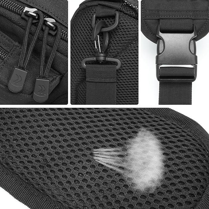 G4Free Tactical Sling Bag for Men Women EDC Concealed Carry Bag with Molle Crossbody Shoulder Pack (Black)