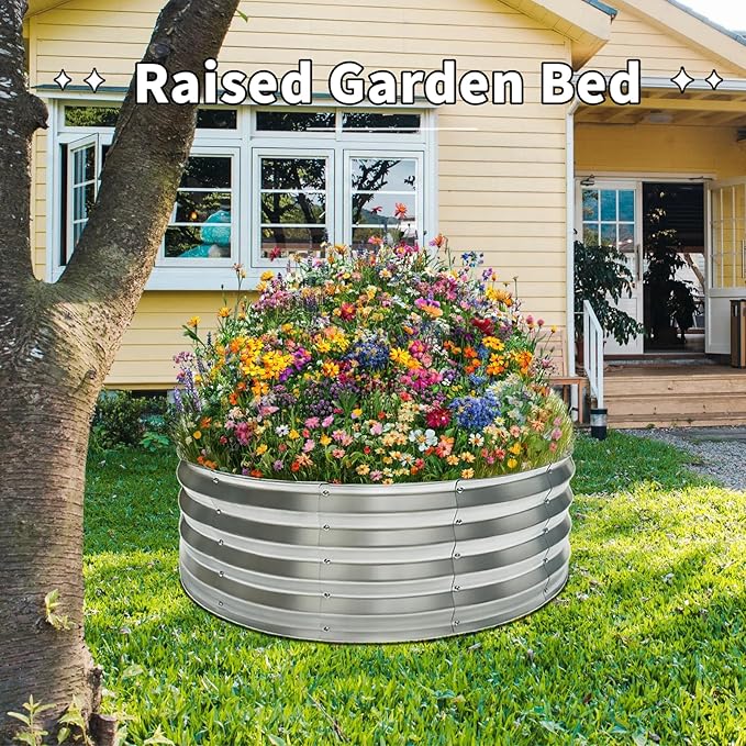 36 Inch Round Fire Pit Ring Heavy-Duty Galvanized Steel Fire Ring for Outdoor Bonfires Backyard &amp Camping Rust-Resistant &amp Easy Assembly (3×3×1 FT)