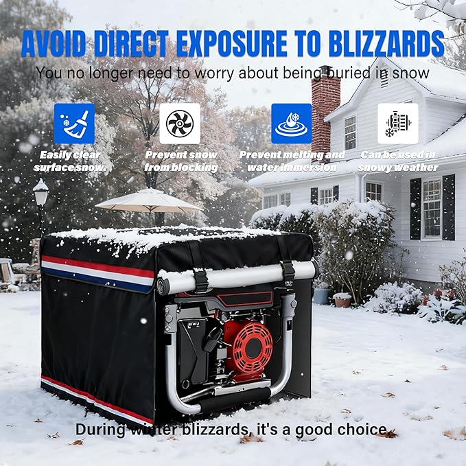 Running Generator Cover Double Layer Generator Cover Heavy Duty Waterproof Universal Size 32 x 24 x 24 in. Fits Most 5000-10000 Watt Generators. Black. 32×24×24 inches