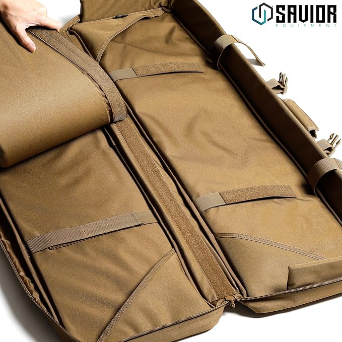 Savior Equipment American Classic Tactical Double Long Gun Bag Pistol Transportation Case w/Backpack Strap Lockable Compartment Available Length in 32 36 42 46 51 55