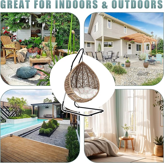 Sorbus Durable Hammock Chair Stand Hanging Chair Stand- Heavy Duty Steel Sensory Swing Stand- Weather &amp Rust Resistant- Adjustable Portable Stand 330lbs for TreeLoungerAir PorchIndoor/OutdoorP