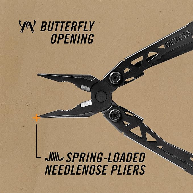 Gerber Gear Suspension-NXT EDC Multitool 15-in-1 Pocket Knife Needle Nose Pliers and Wire Stripper for Camping and Survival Black