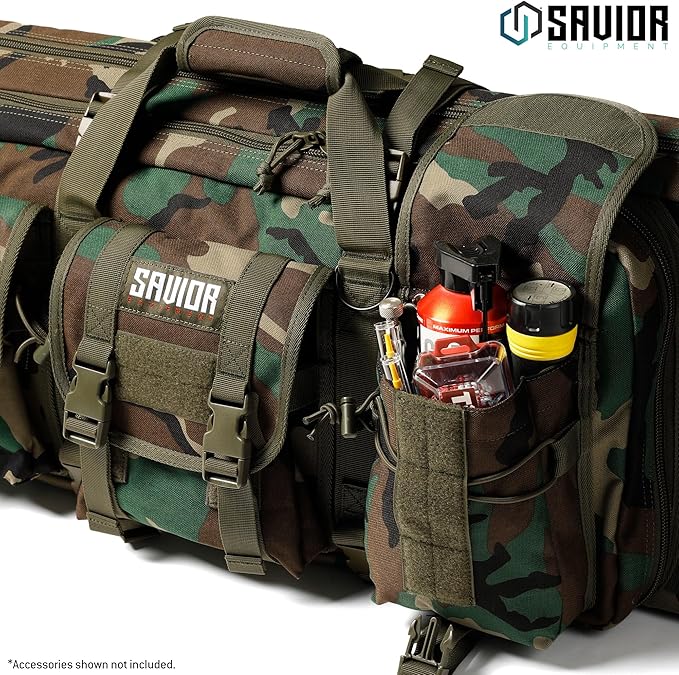 Savior Equipment American Classic Tactical Double Long Gun Bag Pistol Transportation Case w/Backpack Strap Lockable Compartment Available Length in 32 36 42 46 51 55