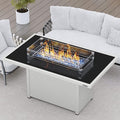 EAST OAK 52'' Propane Fire Pit Table 60000 BTU Gas Firepit w/Large Tempered Glass Tabletop CSA Certified Outdoor Patio Fire Table with Glass Wind Guard Fire Glass and Lid White